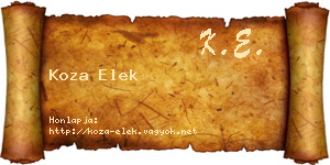 Koza Elek névjegykártya